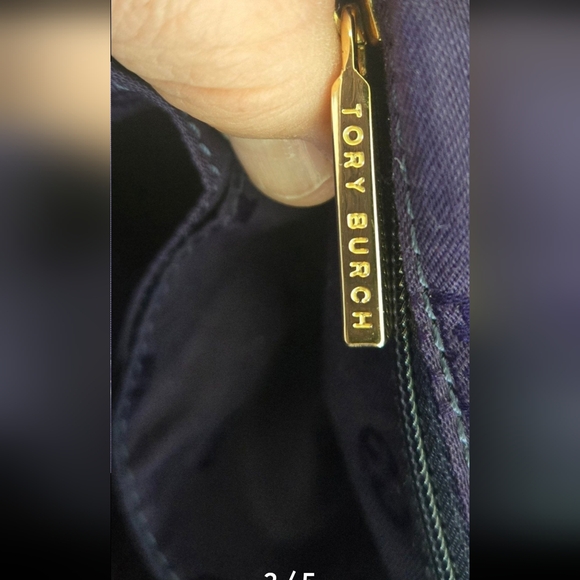 Tory Burch Navy Fold-Over Baby Bag with Braided Trim - Picture 3 of 5